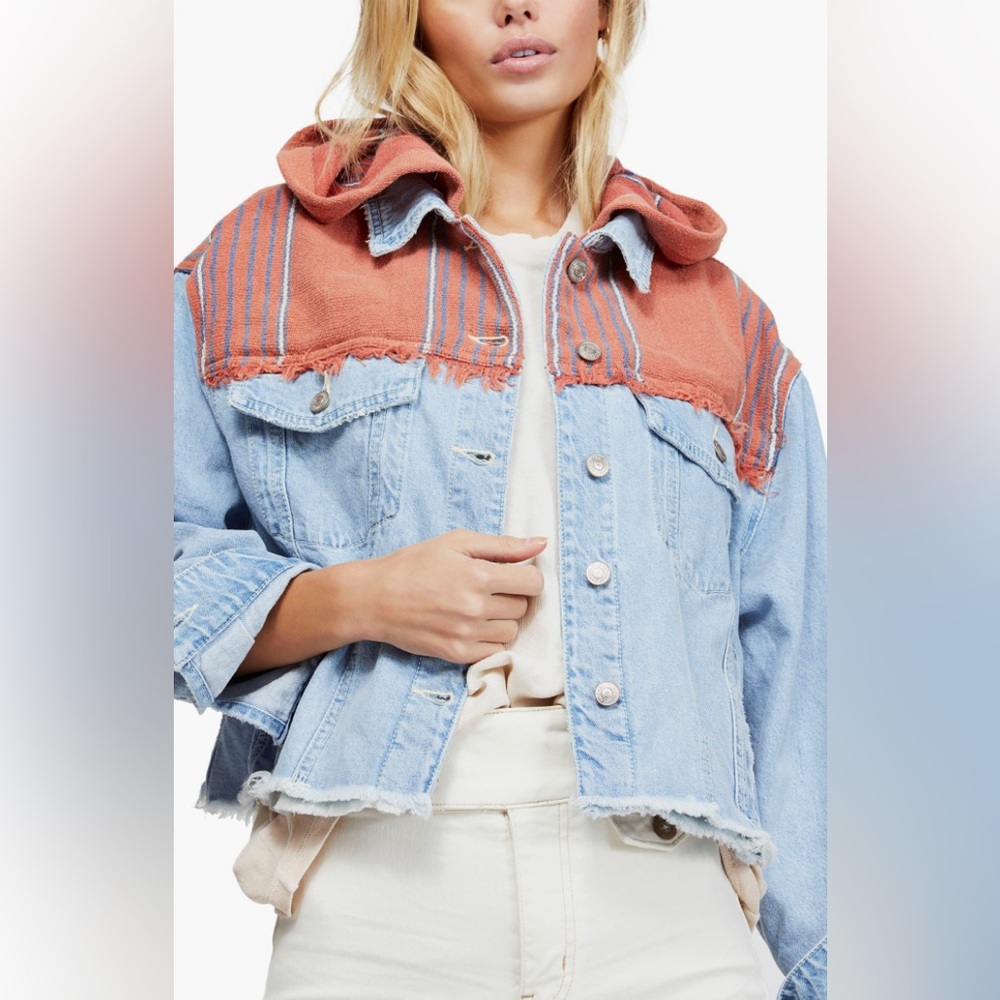 Free People Baja Hooded Denim Jacket